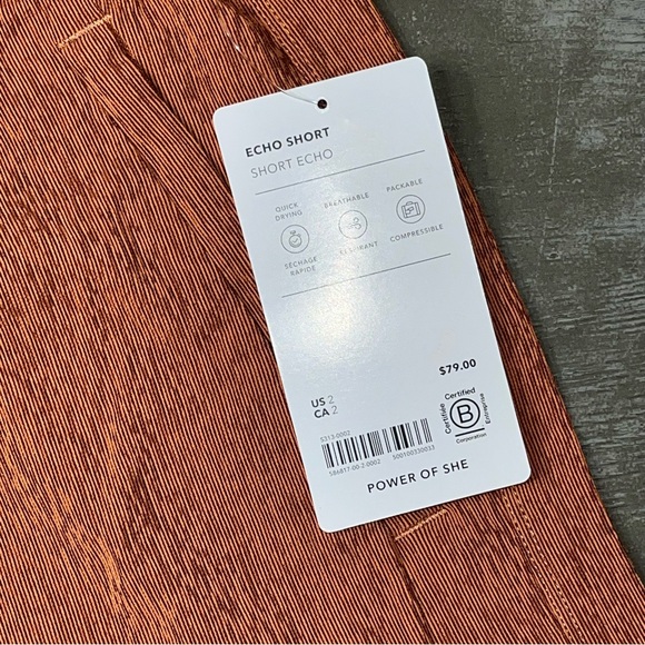 Athleta Orange Pull On Casual Athletic Echo Shorts Womens 2 NWT - Picture 4 of 6